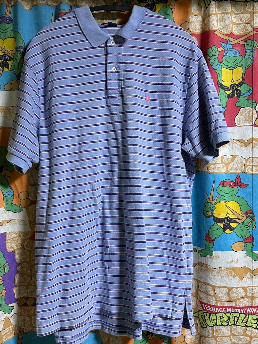 Ralph Lauren Lavender Polo with Blue & Pink Stripes